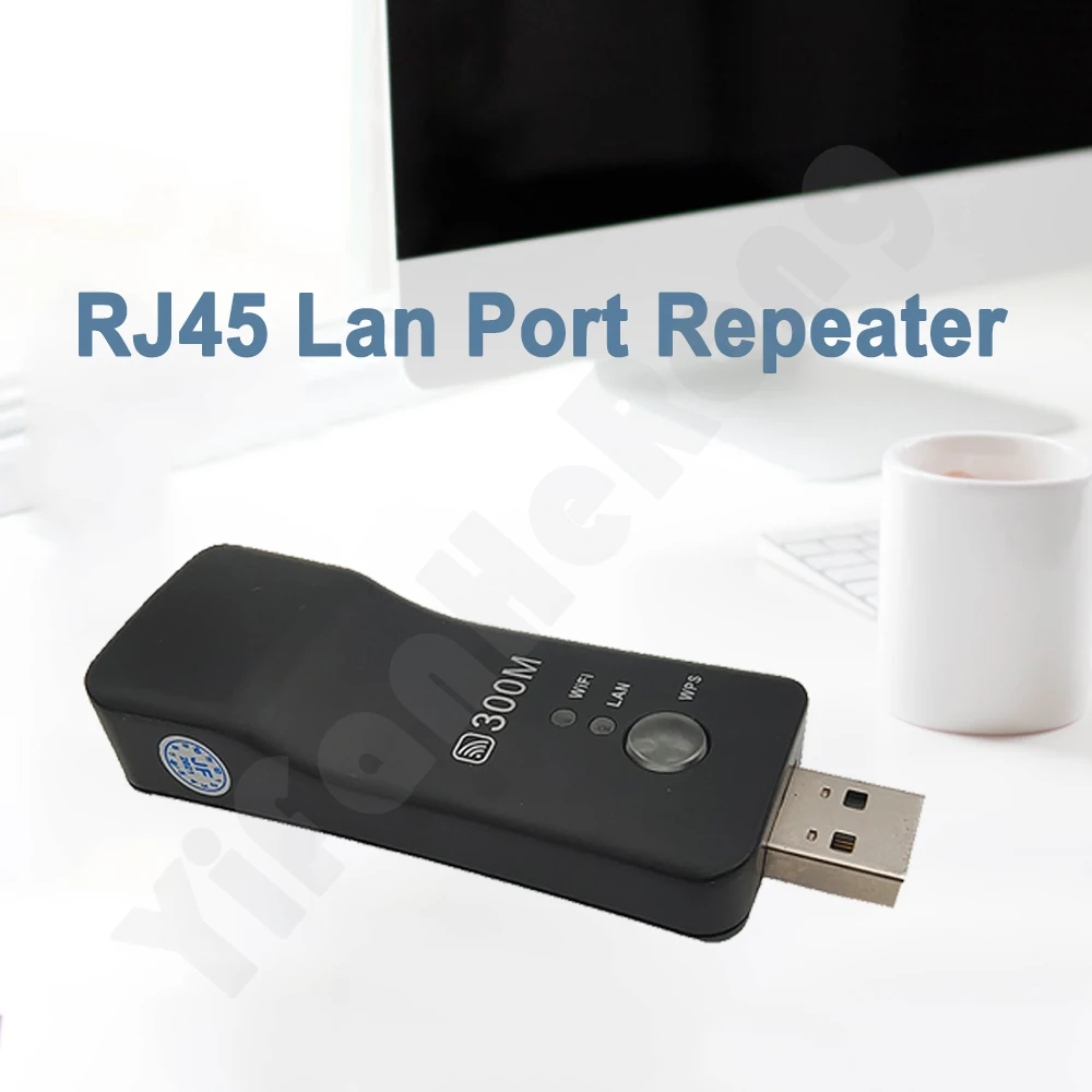 Extensor de rango Wifi 2,4 GHz 300Mbps USB a RJ45 adaptador de repetidor Wifi de red de TV inalámbrica WPS para Samsung LG Sony HDTV