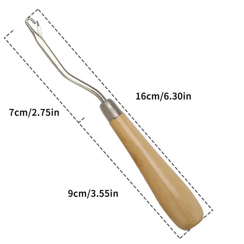 Looen 1 Piece Wood Bent Latch Crochet Hook For Knitting Hair Extension Weave Crochet Needles DIY Needle Arts Craft Sewing Tools (5)