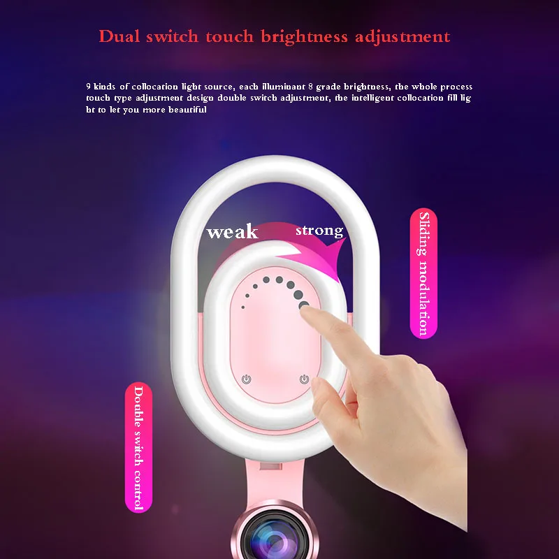 NEW LED Selfie Ring Light With Phone Camera Wide-Angle Lens For Huawei P20 P30 Pro Samsung For Youtube Makeup Beauty Instagram