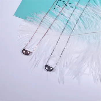 

TSHOU162 cute 925 silver pea shape necklace romantic girl chians necklace with two color