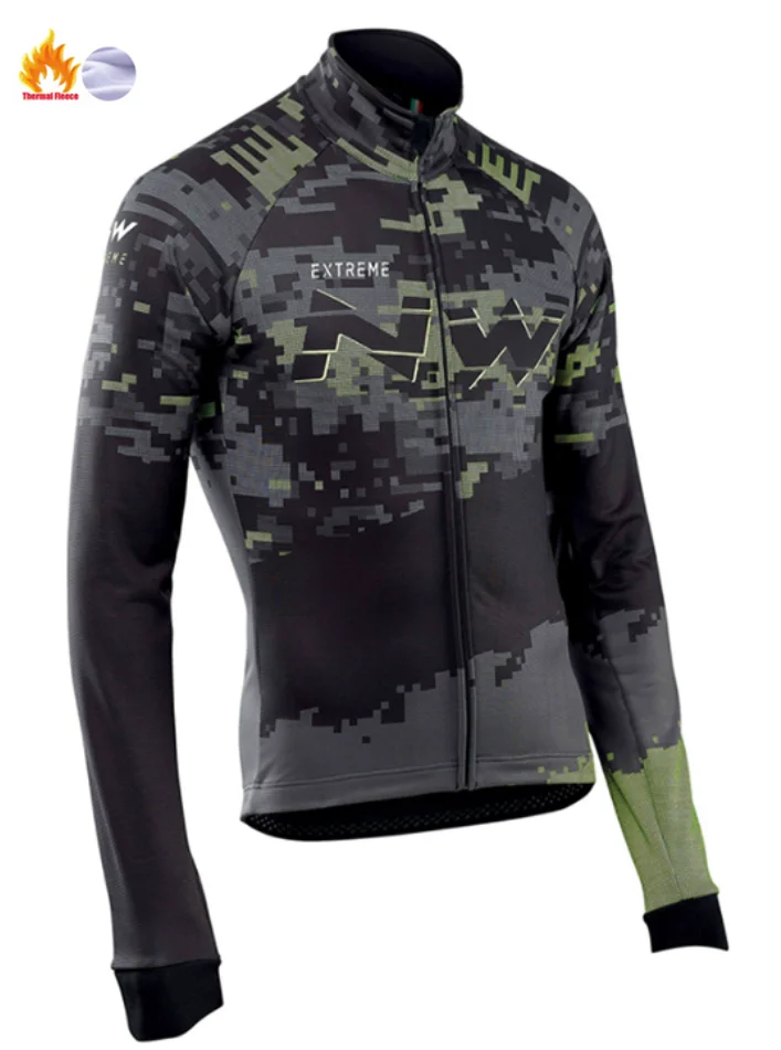 Ropa ciclismo теплая Зимняя Теплая Флисовая велосипедная одежда, мужская Трикотажная одежда, костюм для езды на велосипеде, MTB Одежда, комбинезон, комплект - Цвет: Winter Jersey