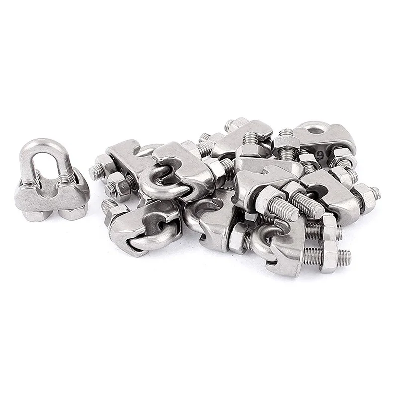 

6mm 1/4 Inch Stainless Steel Wire Rope Cable Clamp Clips 12pcs