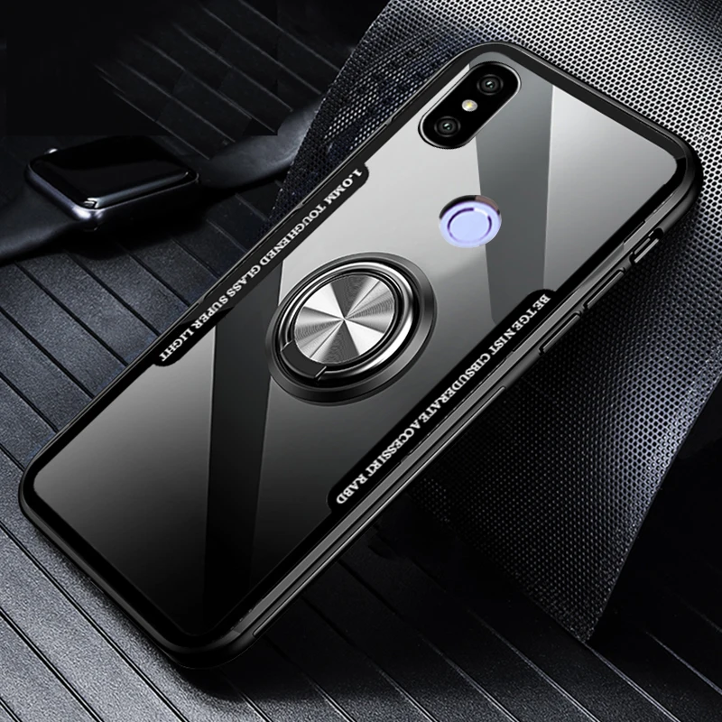 Luxury Ring Magnet Metal Car Holder Coque,Cover,Case For Xiaomi Redmi Note 6 pro Note6 6pro Silicone Transparent Shockproof