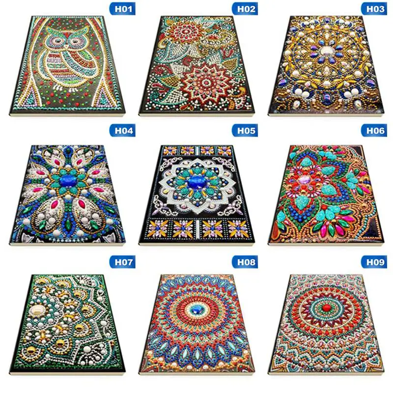 Diy Art Алмазный альбом для рисования дневник Полный Круглый Вышивка мозаикой из стразов A5 64 страницы сова с изображением павлиньей мандалы бабочки