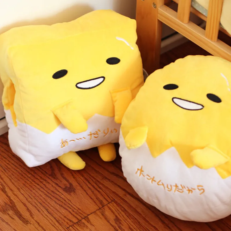 Kawaii Gudetama Lazy Egg Plush Pillow Hand Warmer Staffed Egg Jun Egg yolk brother Toy Doll Cute Soft Pillow blanket Cushion