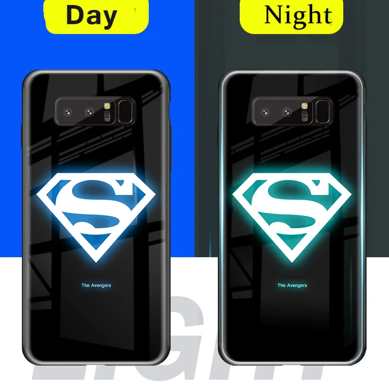 Marvel Мстители светящийся стеклянный чехол для телефона samsung Galaxy S10E S10 5G S9 S8 Plus Note 10 9 8 10plus супергерой чехол Спайдермен