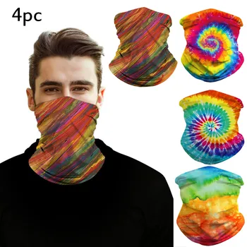 

4pc Children Printed Headwear Scarf Outdoor Cycling Windproof Anti-Dust Warm Face Mask Multi-functional Sunscreen Bandana Unisex