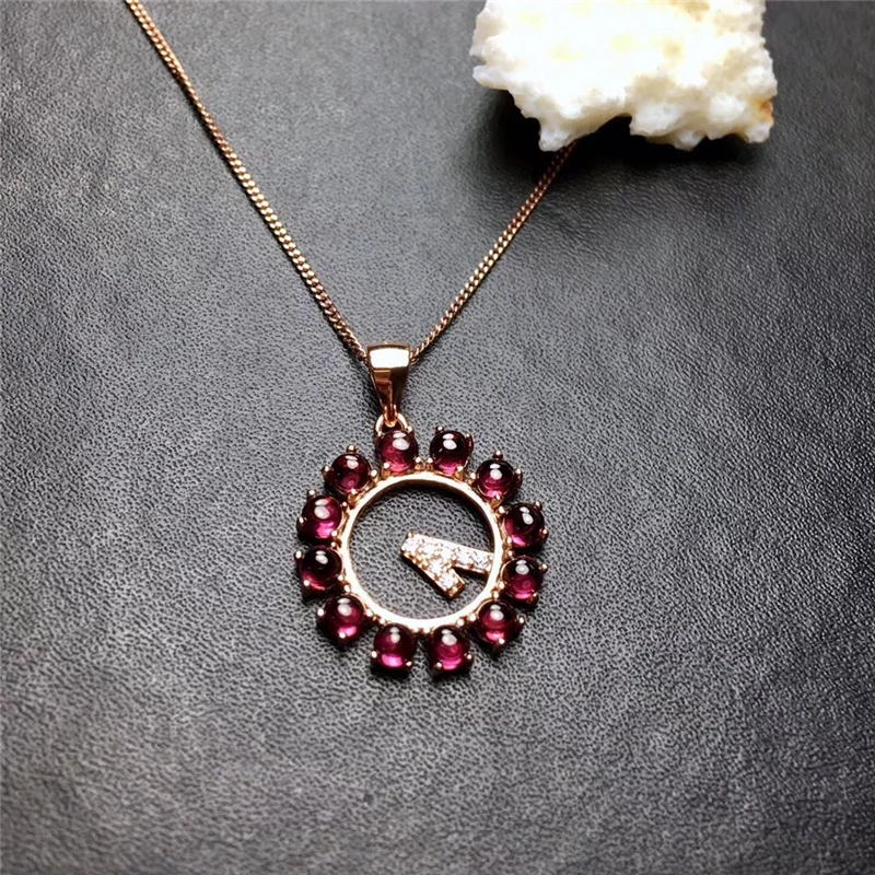 New Natural elegent Garnet Pendant Necklaces for Women girls gifts party real gemstones Fine jewelry 925 Sterling Silver#732