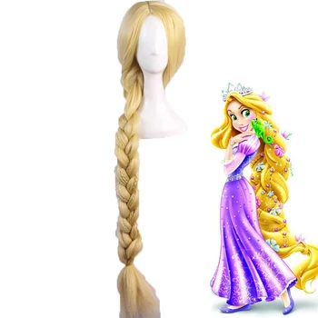 

Tangled Princess Straight Blonde Super Long Cosplay Wig Rapunzel Synthetic Hair Anime Costume Wigs + Wig Cap