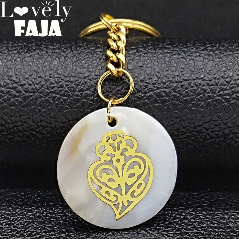 

2019 Fashion Heart Stainless Steel Shell Key Chains for Women Gold Color Keychain Jewelry porta chaves mulher K77681B