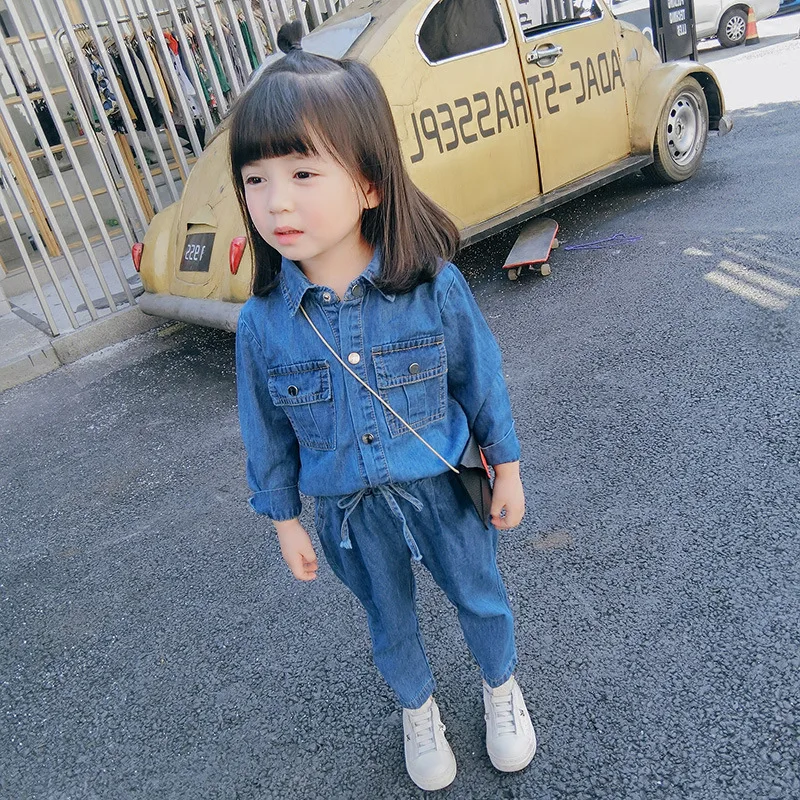 

Wechat Business Baby Denim Suit Fashion + Pants Two-Piece Set INS Childrenswear Autumn