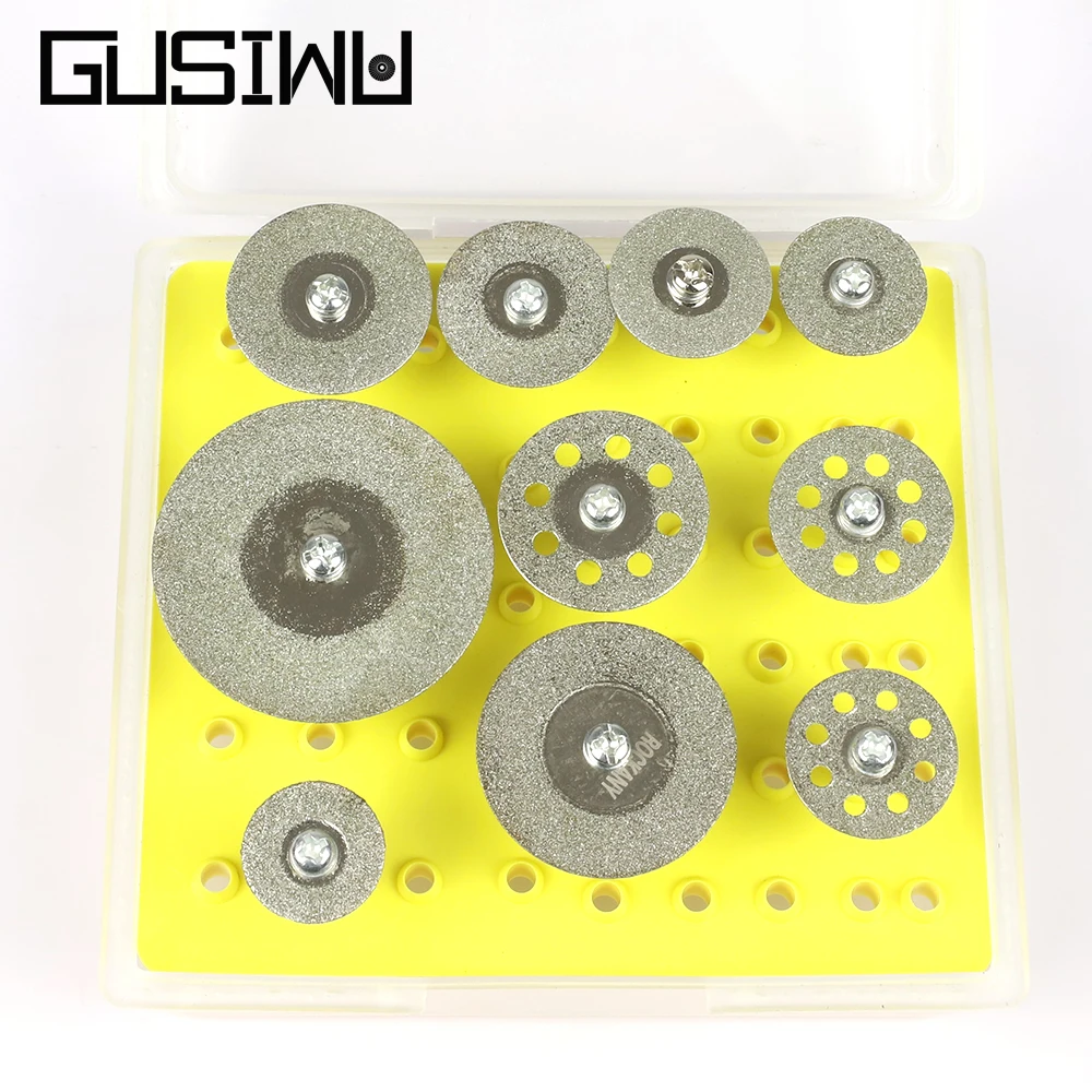 GUSIWU 10 Uds dremel Disco de corte de diamante 16mm 25mm 30mm 40mm de madera tallado y corte disco de madera de piedra cristal dremel herramienta rotativa