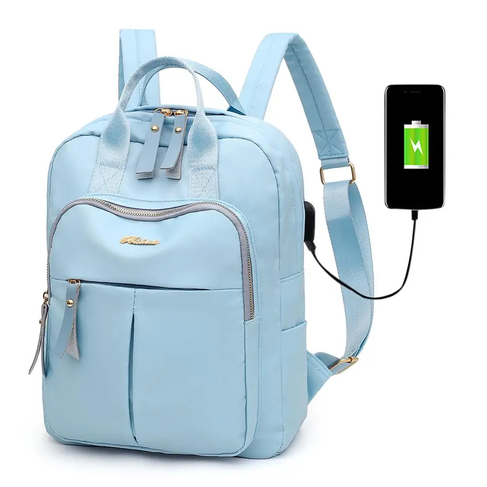 Mochila de tela Oxford para mujer, de moda, gran calidad, con carga USB, antirrobo, bolsos de hombro escolares para estudiantes