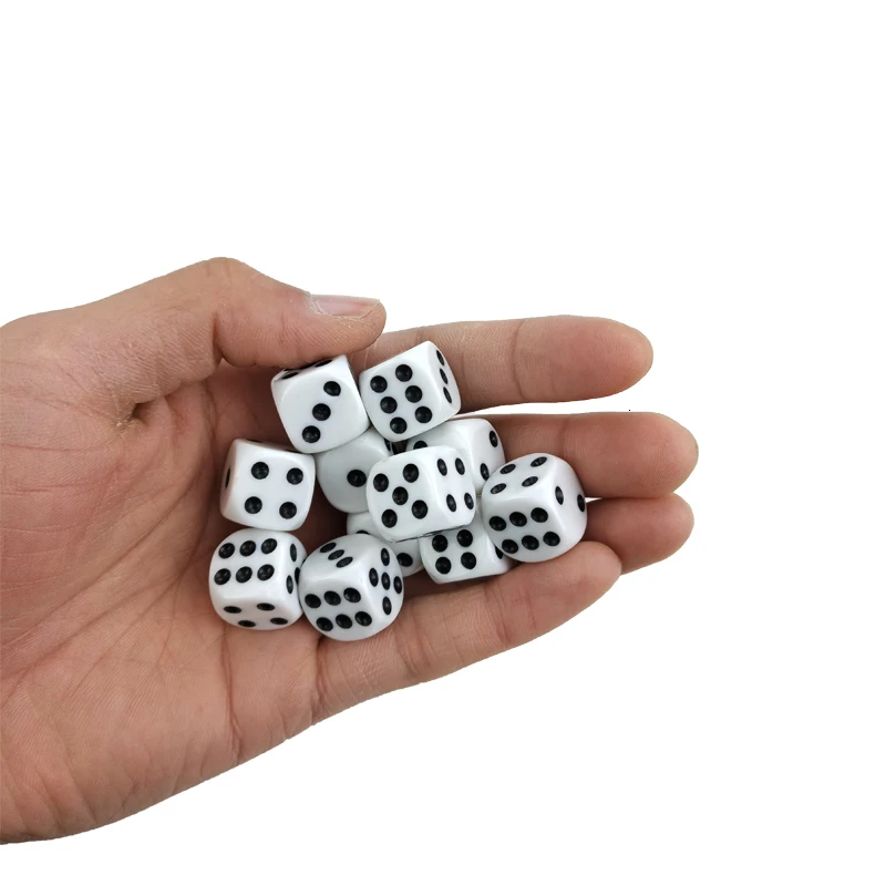 50/100/200 Pcs/Lot 16mm Dice Set White Black Point Drinking Dice Acrylic White Round Corner D6 Points Club Party