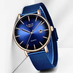 LIGE новые мужские s часы лучший бренд класса люкс синие водонепроницаемые часы ультра тонкая Дата Простые повседневные кварцевые часы для