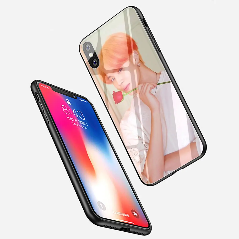 EWAU Jimin красивый чехол из закаленного стекла для телефона iPhone 11 Pro 6 6S Plus 7 8 Plus X XS XR XS Max