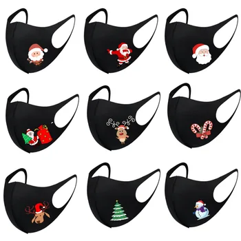 

Reusable Dust Mask Christmas Ornaments Cartoon Print Adult Mask Face Mask Santa Earloop Mouth Caps Маска Party Supplies 2020 New