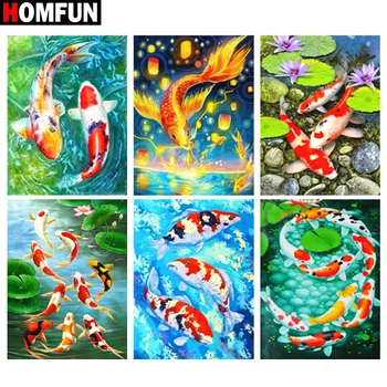 

HOMFUN Square Round Drill 5D Diamond Painting Environmental Crafts Full Diamond Embroidery "Animal fish scenery" Home decor