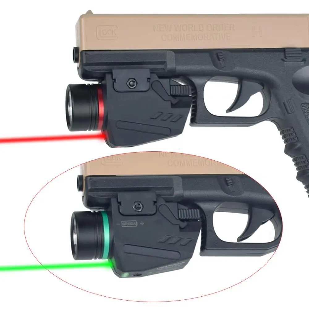 Tactical LED Flashlight Green / Red Laser Sight For 20mm Rail Mini Glock Pistol Gun Light lanterna Airsoft Light-0