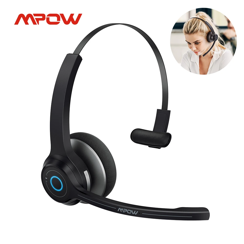 Mpow HC7 Wireless Headphones Bluetooth Headset with Dual Mic Noise Canceling Smart Mute 45H Playtime Computer Headset for Office