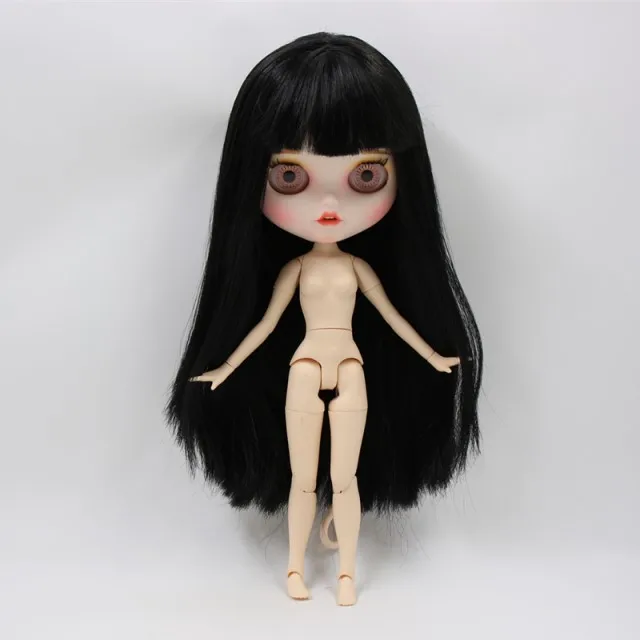BL230/117 Blyth кукла 1/6 bjd белая кожа 19 суставов тела длинные прямые черные волосы и открытый маленький рот Макияж Лицо 30 см девушка - Цвет: only doll