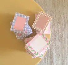 

100 Sheets Ins Tulip Grid Memo Pad French Retro Flower Simple Notepad Student Hipster Creative Message Book Kawaii Stationery