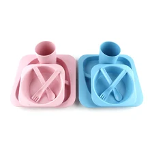 

Children's Simple Style Solid Color Tableware Set Complementary Food Tableware Including Water Cups And Forks