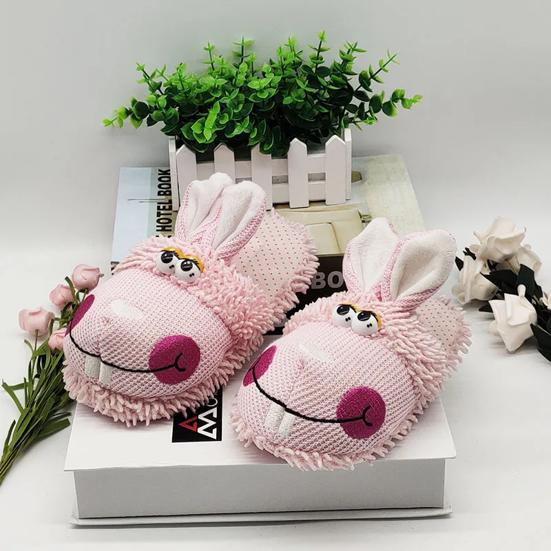 Rabbit Cute Animal Slipper For Women Girls Fashion Kawaii Fluffy Winter Warm Slippers Woman Cartoon House Slippers Funny Shoes