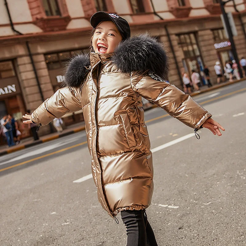 Winter Children's duck down Outerwear Coats baby girls boys warm Down jackets Children Warm Snowsuit Baby Fur Coat - Цвет: Золотой