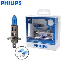 Philips H1 12V 55W Crystal Vision 4300K яркий белый светильник галогенные лампы авто лампы стильный вид устойчивые к ультрафиолетовому излучению 12258 CVSM, пара