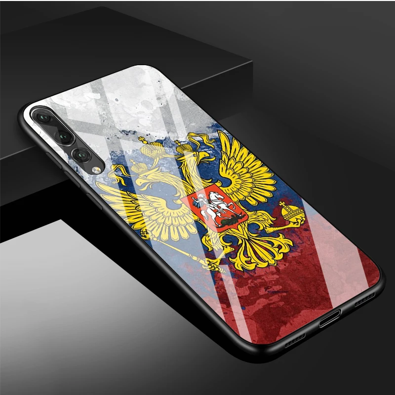 Russia Russian Flags Emblem DIY Luxury Tempered Glass Phone Case For Huawei P20 P30 P40 Lite PRO Mate 20 30 Lite Pro Cover 