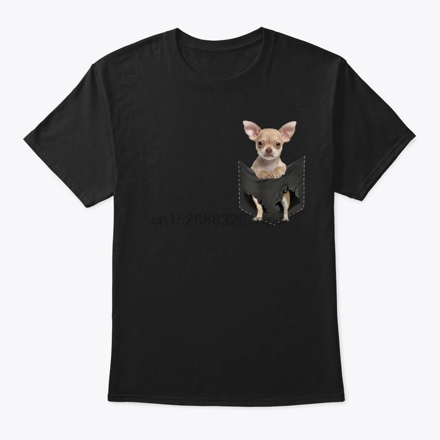 Men T Shirt Funny Pocket chihuahua shirt Women T-Shirt | Мужская одежда