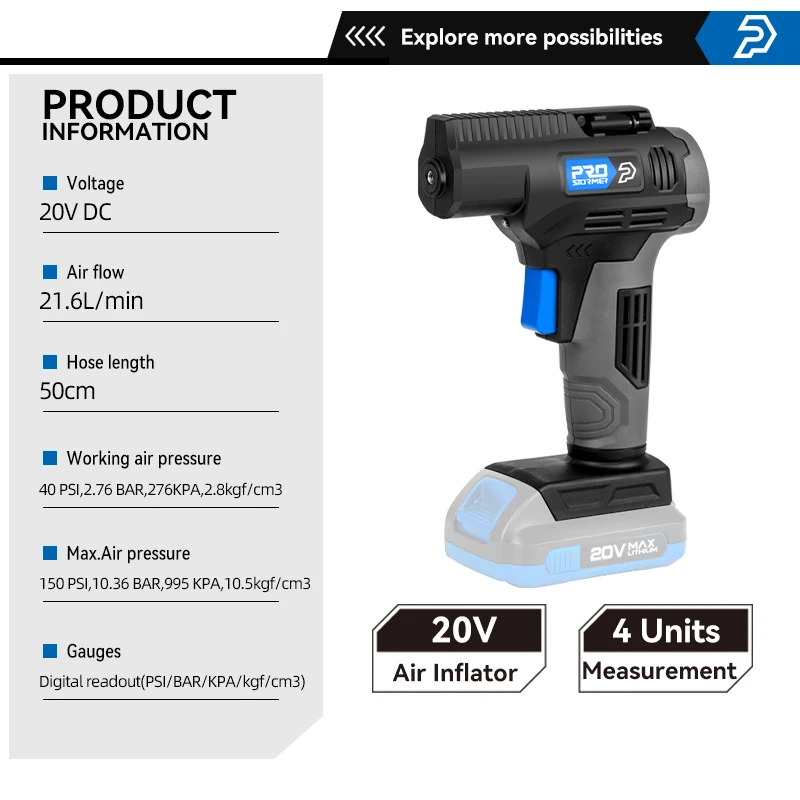 20V Air Inflator Portable Car Air Compressor Pump Handled Digital Rechargable Compressor air inflator