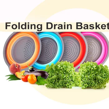 

Silicone Colander Foldable Strainer Fruit Vegetable Washing Basket Strainer Collapsible Drainer Basket Kitchen Gadgets Colander