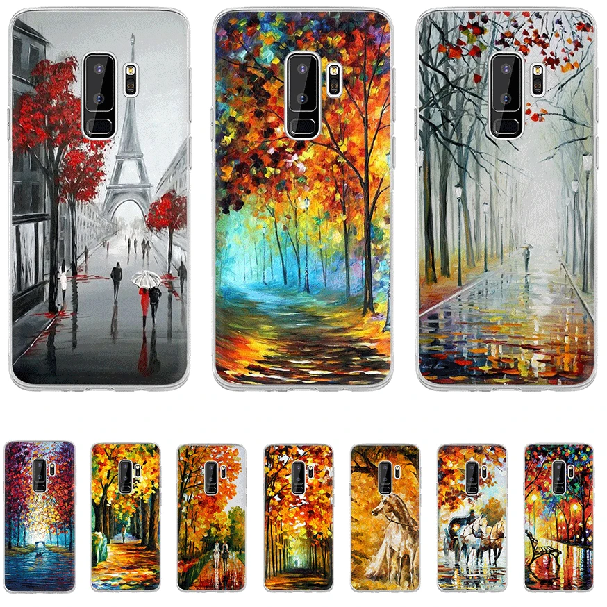 Чехол для телефона из ТПУ Samsung Galaxy S6 S7 Edge S8 S9 S10 S10E Plus Note 8 9 M10 M20 M30 M40 масляный осенний