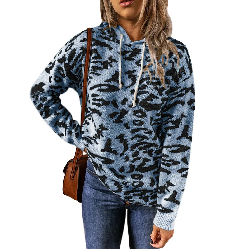Autumn Winter Knitted Women Leopard 