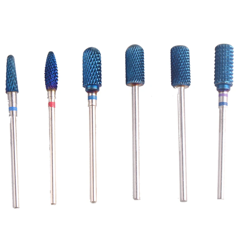 1PCS Nail Drill Bit Blue Tungsten Steel Carbide Rotary Burr Manicure Bits Drill Tools 6 Types Nail Drill Accessories Nail Mills