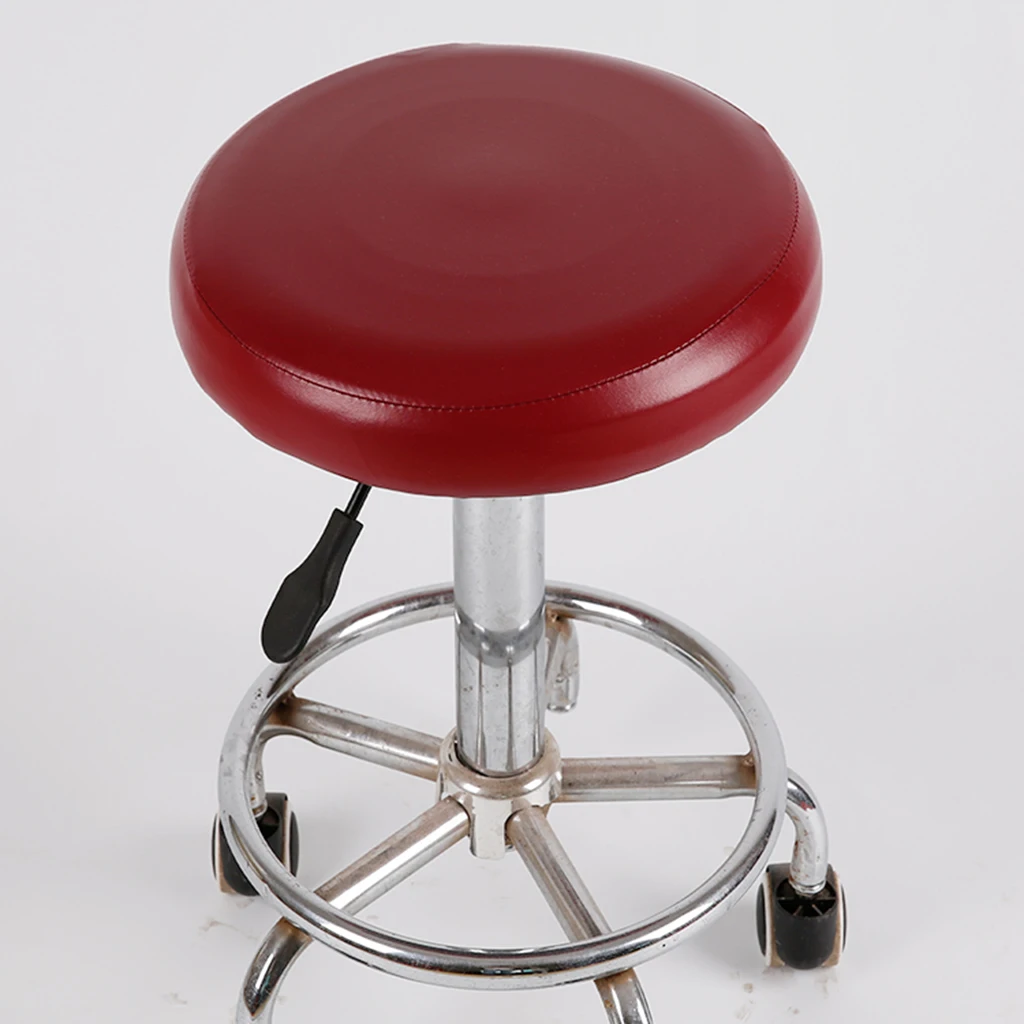 Stretch Bar Stool Covers Waterproof PU Round Rotatable Chair Seat Cases