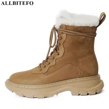 

ALLBITEFO Suitable for cold Siberia winter boots natural genuine leather real wool keep warm women boots fashion snow boots