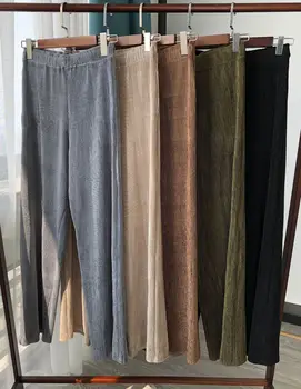 

Women Pants Pleated Velvet Pants Fall Winter Retro Gorgeous Thin Pleated Casual Pants