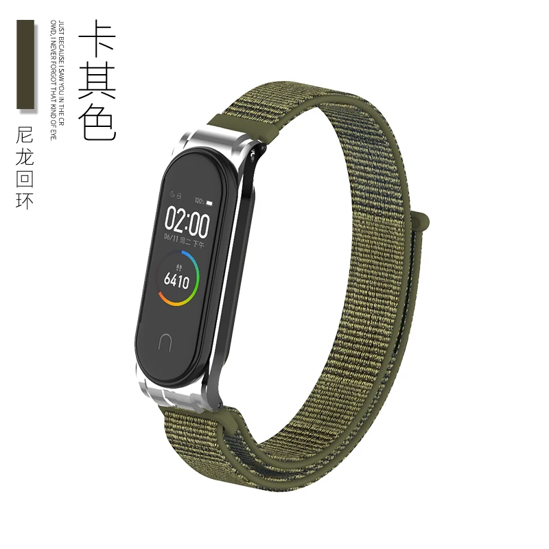 7410 Нейлоновый ремешок-петля для mi band 4/3, металлический ремешок из нержавеющей стали для Xiaomi mi, ремешок 4/3, браслет mi Band 4/3, браслеты - Цвет: 7410
