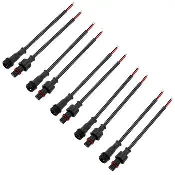 

5 Pairs 2 Pin 2 Core LED Connector Waterproof IP65 Male Female Plug with 20cm 20AWG 0.5mm² Cable 14mm Nut for LED Strip jk1563