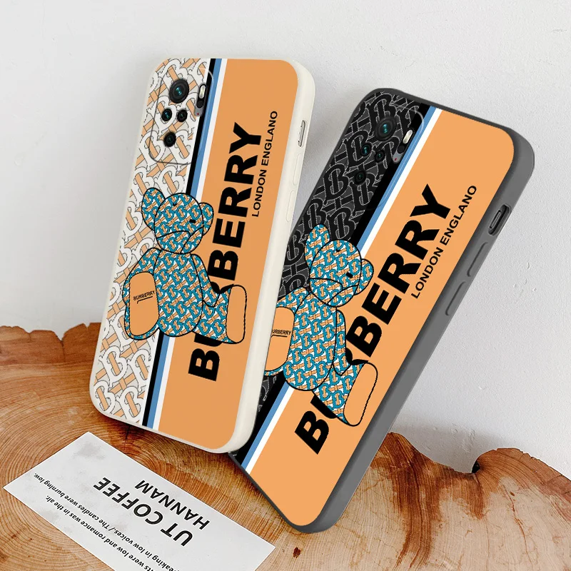 English Bear Case For Xiaomi Redmi Note 10 10S 9T 9 8 7 Pro Max Redmi 9 9A 9T K40 K30 K20 Pro Soft Liquid Silicone Phone Cover