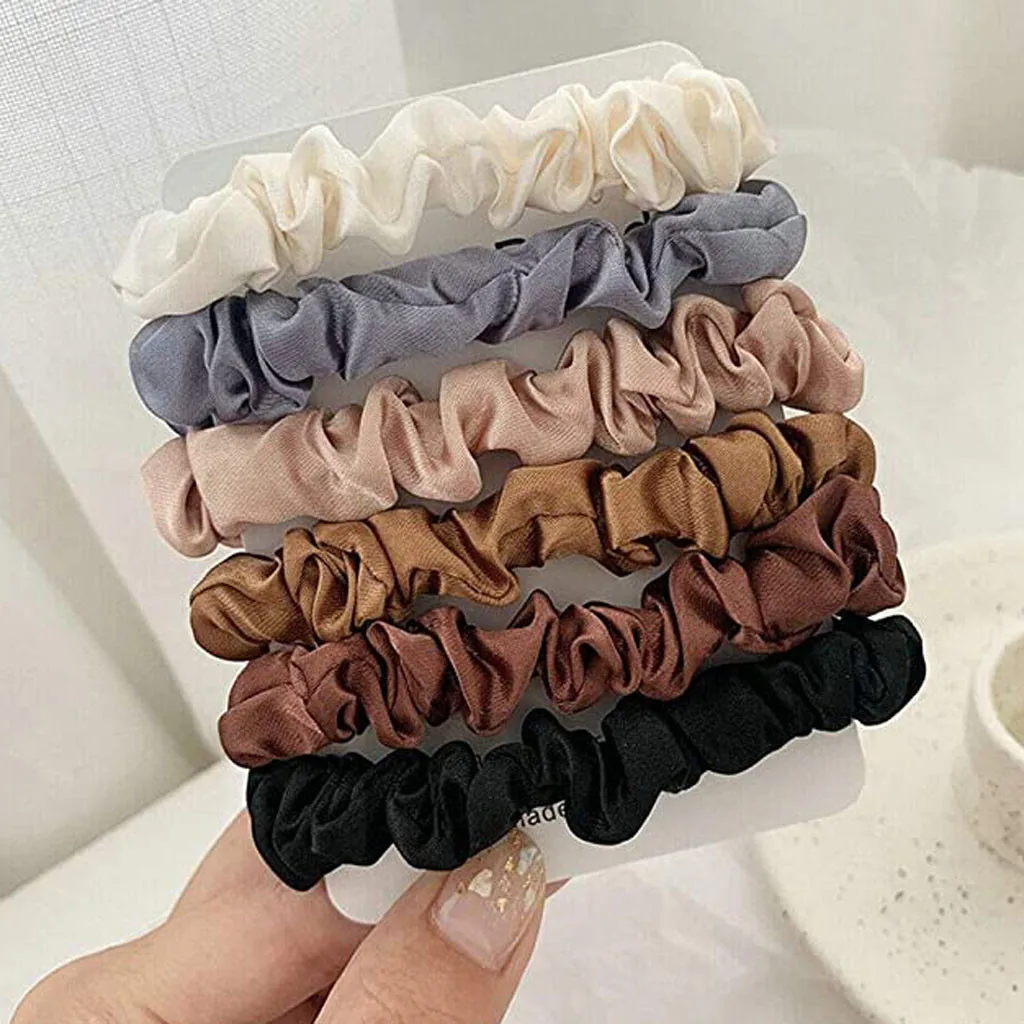 

hair clips for women Novelty 6 Colours Set Elastic Ties Hair Silk Satin Scrunchie Ponytail Ropes Accessories ђкѬаения для воло