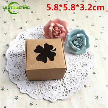 

Leotrusting 50pcs 5.8*5.8*3.2cm Brown Kraft Paper Box Natural Kraft Paper Gift Packaging Box Handmade Window Paper Cardboard Box