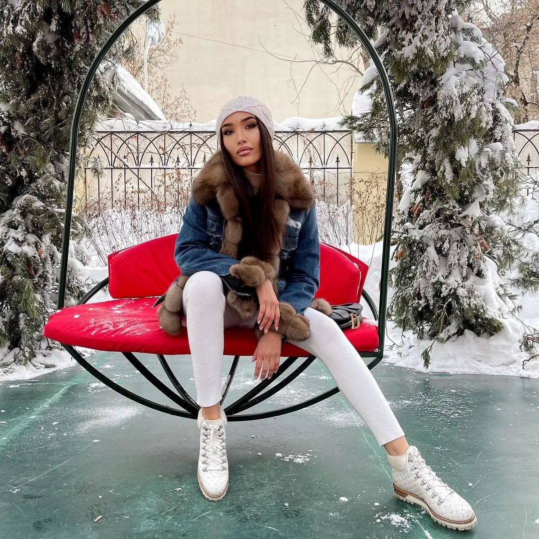 FURSARCAR Denim Jacket Real Fox Fur Top Fashion Female Natural Fur Coat Thick Warm Winter Women Coat Slim Casual Style Overcoat