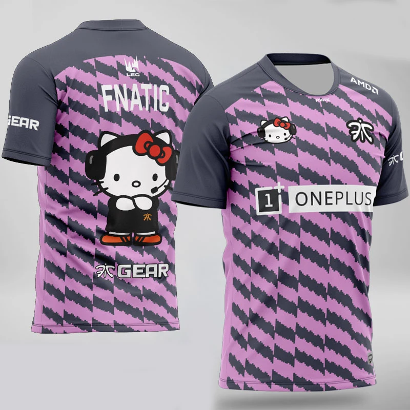 

LOL Team Uniform Hello Fnatic Kitty Jerseys Customized Name Tshirt Fans T-shirt Men Women T shirts Custom Tee Shirt