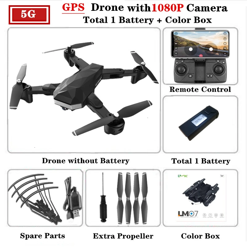 C53 gps Радиоуправляемый Дрон Квадрокоптер с 5G Wi-Fi 1080P HD камера Вертолет высота удержания складной слежения за мной Квадрокоптер VS XS812 SG907 - Цвет: 5G-Color Box-1