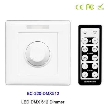 

BC-320-DMX512 Wall-mounted Knob style with IR remote LED DMX 512 Dimmer manual switch led dimmer for led strip light DC12V-24V