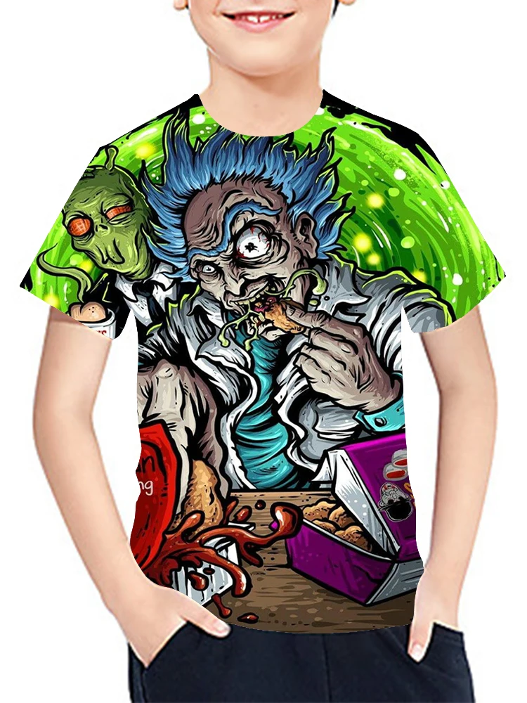 

UNEY Unisex Boys Anime T Shirt Rick and Morty Pattern Summer T-Shirt Sports Short Sleeve Tops 2020 New Cartoon Tees